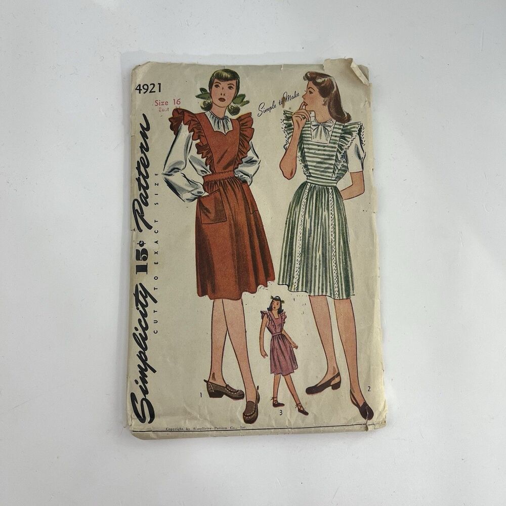 Jumper Blouse Size 16 B34 Vintage 40s CUT Pattern 4921 Ruffles Sweetheart Neck